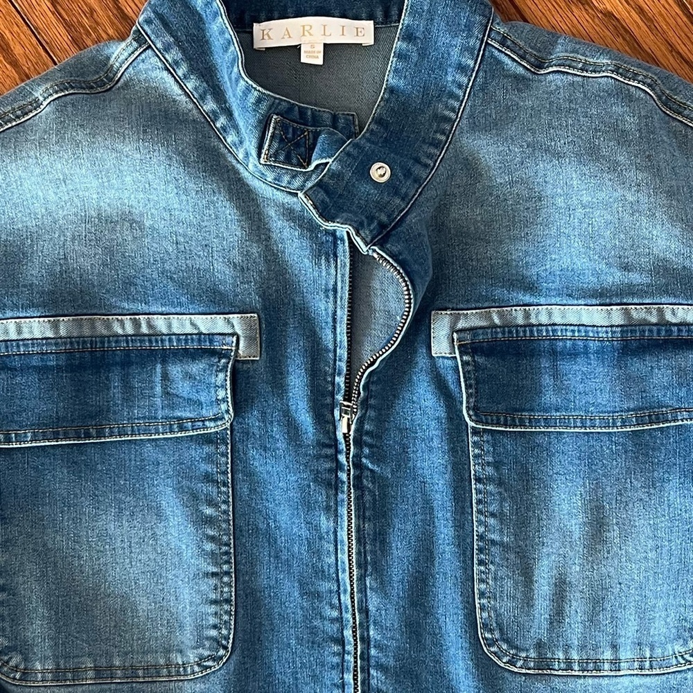 Karlie Denim Pocket Novelty Jacket In Blue Sz S - Picture 2 of 5